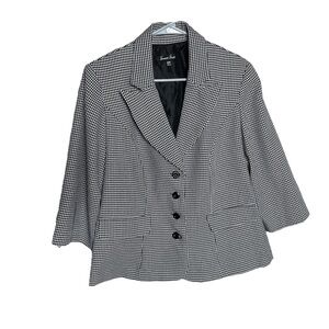 Sweet Suit Black And White Houndstooth Blazer 14W